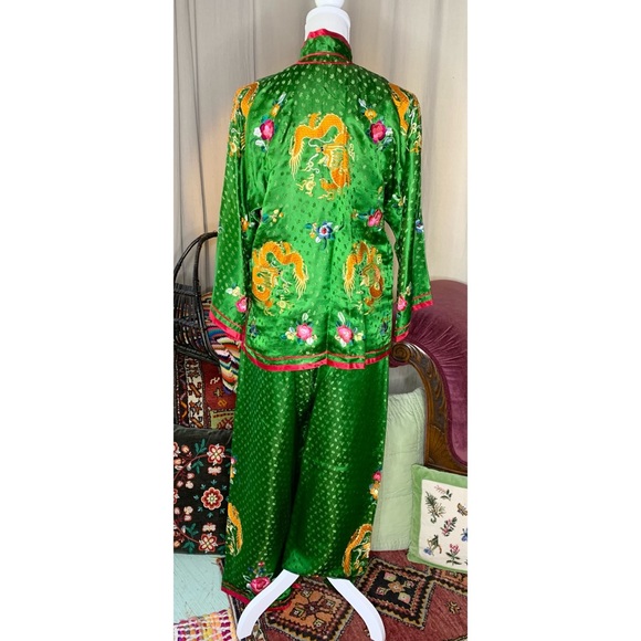 50s China Silk Embroidered Pajamas - Picture 14 of 16